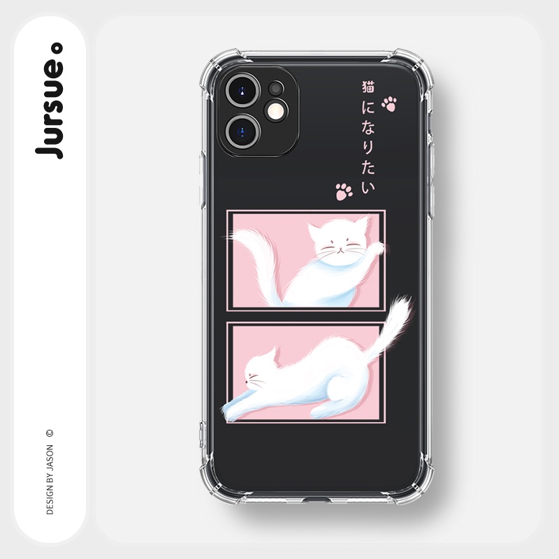 Ốp lưng JURSUE chống sốc hoạt hình dễ thương đẹp cho iPhone 13 12 11 Pro Max SE 2020 X XR XS ip 8 7 6 6S Plus kute Y156