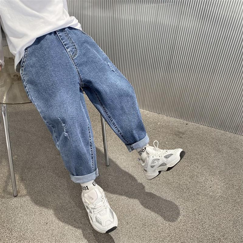 Quần Jean Dài Dáng Rộng Co Giãn Tốt Thiết Kế Mới Thời Trang Mùa Xuân Theo Phong Cách Hàn Quốc Cho Bé Trai 2023