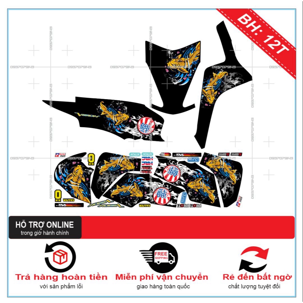 TEM XE VISION 2016 CÁ CHÉP DÁN XE ĐEN -- SHIN DECAL 2