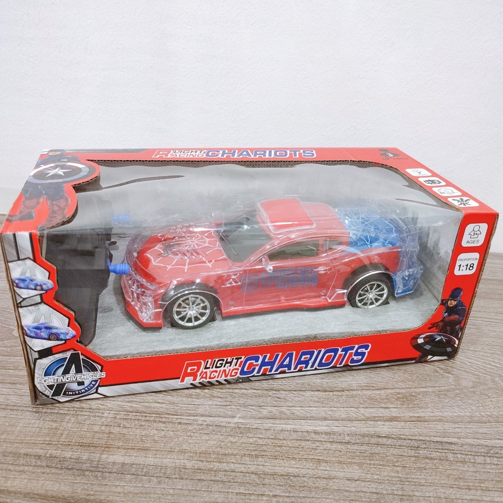 Đồ chơi xe ô tô điều khiển từ xa 4 chiều cho bé có đèn led mẫu người nhện Spiderman
