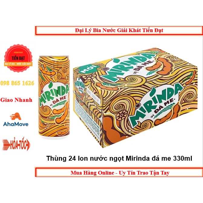 [DATE LUÔN MỚI] Thùng 24 Lon Nước Ngọt Có Gas Mirinda Đá Me - Soft Drink Lon 330ml