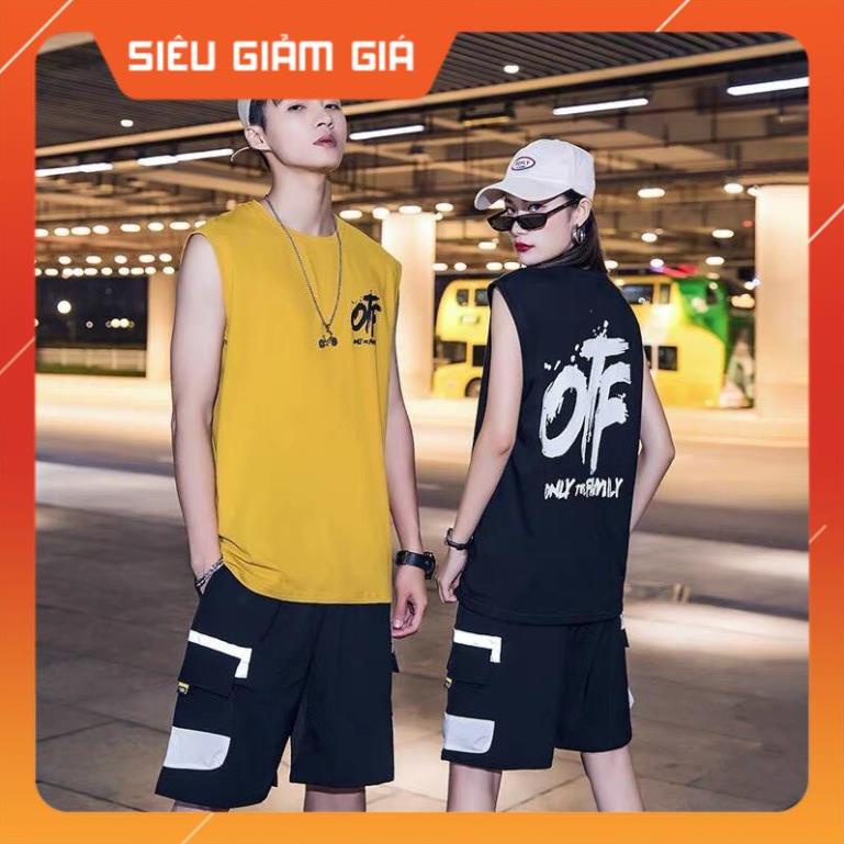 SÉT Thể Thao - Bộ Đồ 3 lỗ Unisex Nam Nữ Mặc Couple in OFF - Form rộng Full Size Chất thấm hút mồ hôi