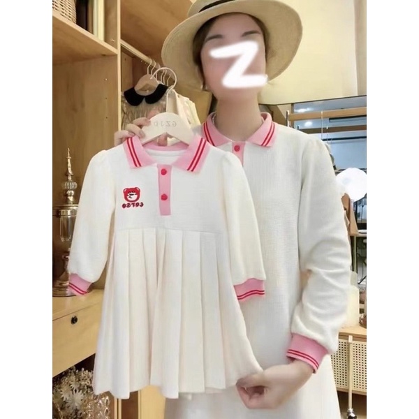 Váy đầm mặt gấu cho bé gái