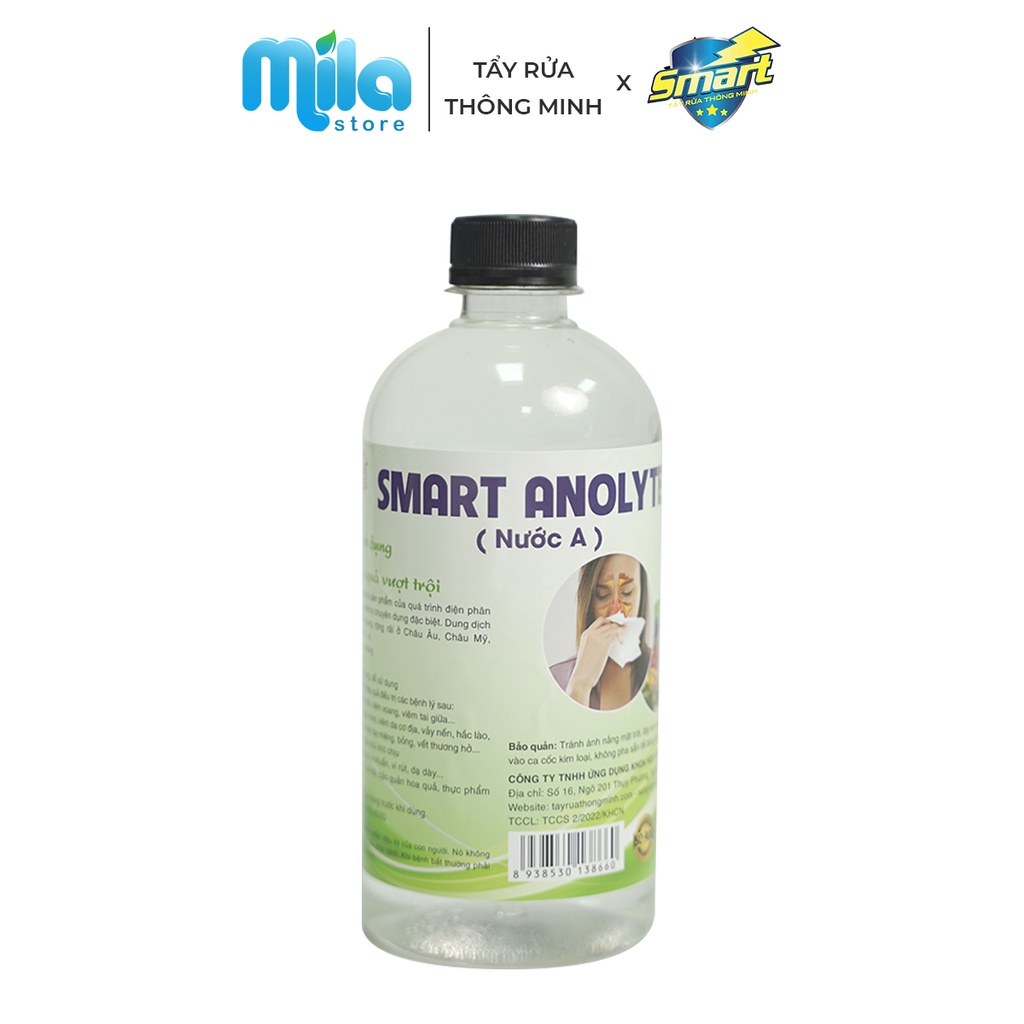 Nước sát khuẩn SMART ANOLYTE  khử khuẩn tay, bề mặt an toàn từ thiên nhiên không kích ứng 500ml