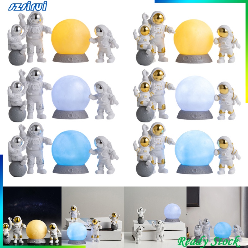 Bộ 4 Tượng Phi Hành Gia Dễ Thương Dùng Trang Trí Bàn Làm Việc