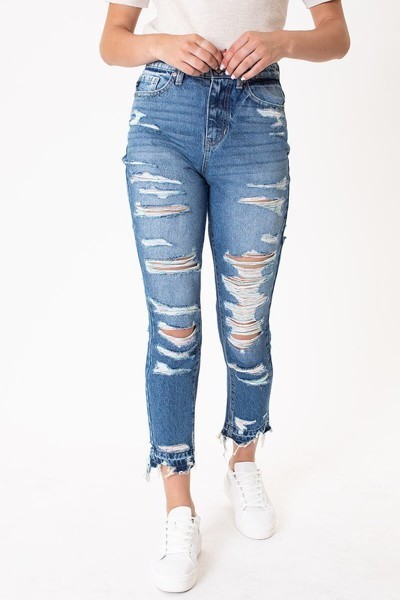 Quần Jeans rách trước sau không line KanCan