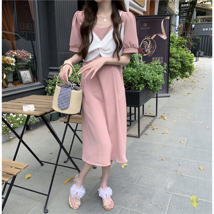 Đầm Dài Giả Hai Lớp Thời Trang Mùa Hè Thanh Lịch Cho Nữ