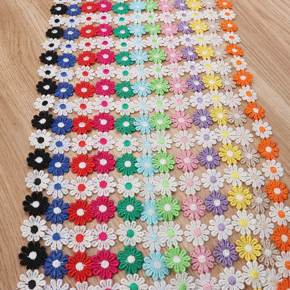 Vải Ren Polyester 2 Yards 2.5cm Họa Tiết Hoa Hướng Dương Hai Màu Có Thể Hòa Tan