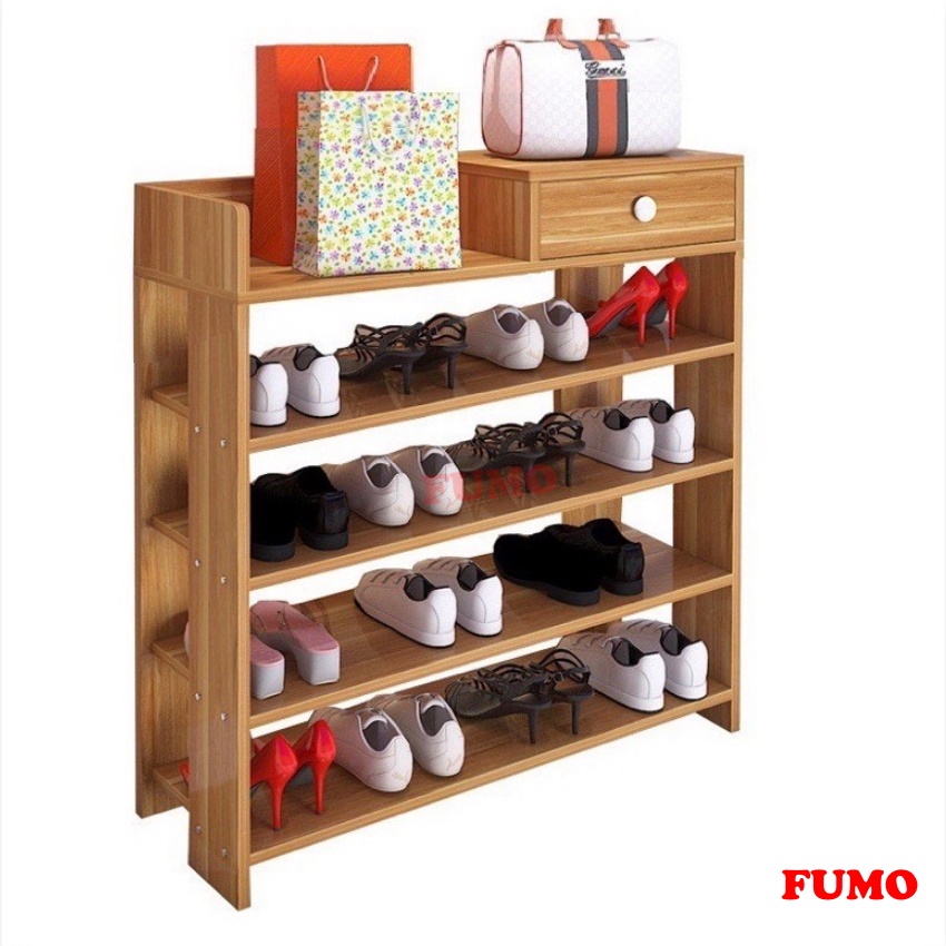 Kệ giày gỗ đựng giày dép 5 tầng có ngăn kéo chất lượng cao giá rẻ FUMO HH012