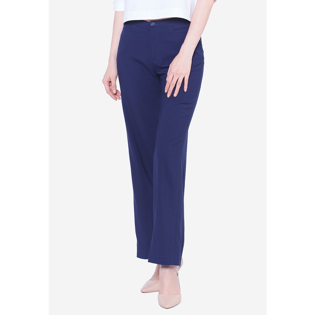 Quần dài dáng suông xước tím than túi hàm ếch túi sau The One Fashion QL127TT2