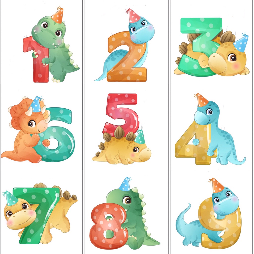 Trang Trí Bánh Sinh Nhật, Bánh Kem  - 10 thẻ giấy số con vật mới nhất trang trí bánh ( 1 túi 10 thẻ )