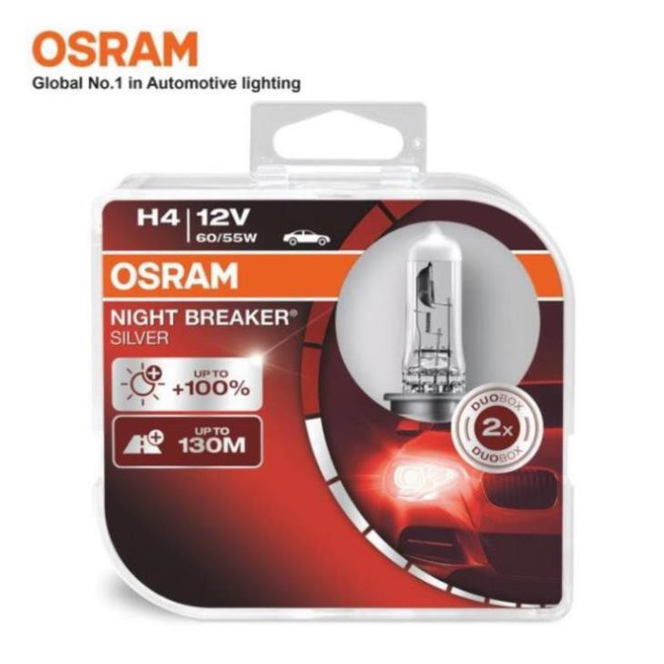 Bóng đèn halogen tăng sáng 100% OSRAM NIGHT BREAKER SILVER H4 12v 60/55w