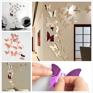 Bộ 12 sticker dán tường hình bướm 3d 6 màu ao1