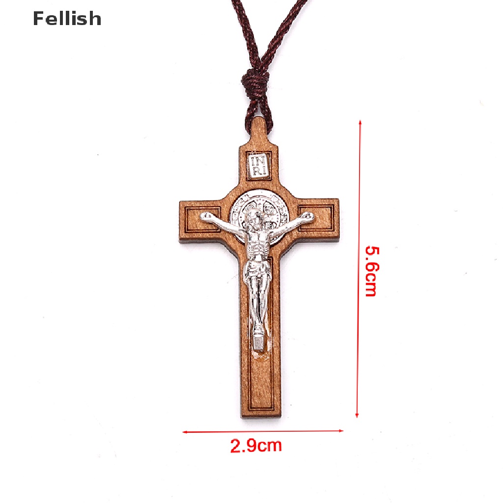 Dây chuyền mặt hình thánh giá gỗ phong cách retro thời trang