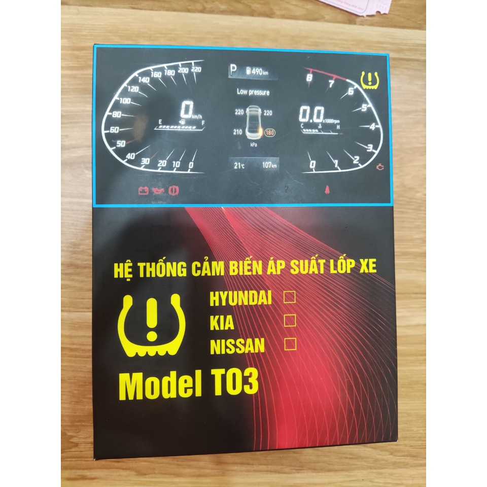 Cảm biến áp suất lốp Xe X-trail hiển thị trên bảng taplo xe T03, bảo hành 12 tháng