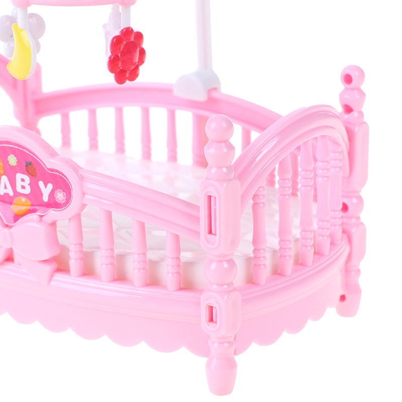 Bộ giường ngủ và ngựa gỗ mini cho búp bê barbie phụ kiện trang trí nhà búp bê ANDATOY AD948