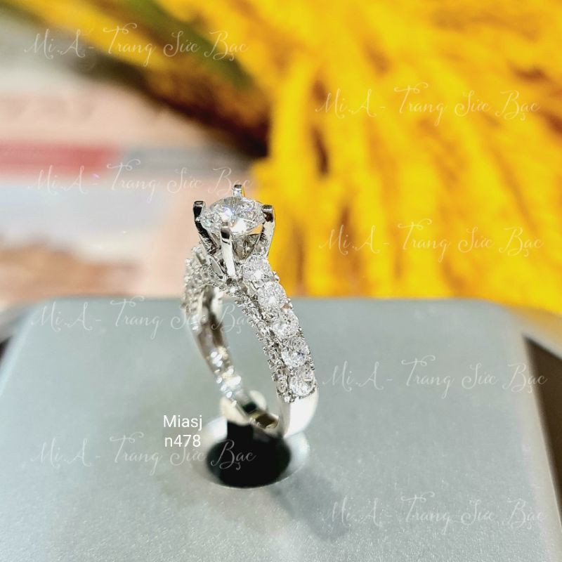Nhẫn nữ Bạc Ý S925 đá Cz cao cấp miễn phí xi Kim N478 | Mi.A Trang sức bạc