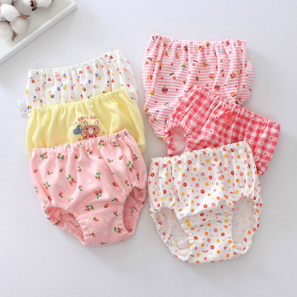 Set 2 đôi quần lót cotton họa tiết hoạt hình màu dạ quang phong cách Nhật Bản cho bé gái