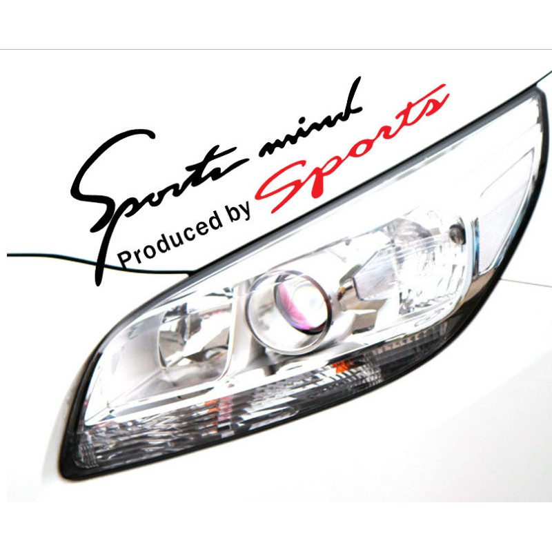 Decal trang trí tường / Xe - Chữ Sports ( Trắng và Đen )