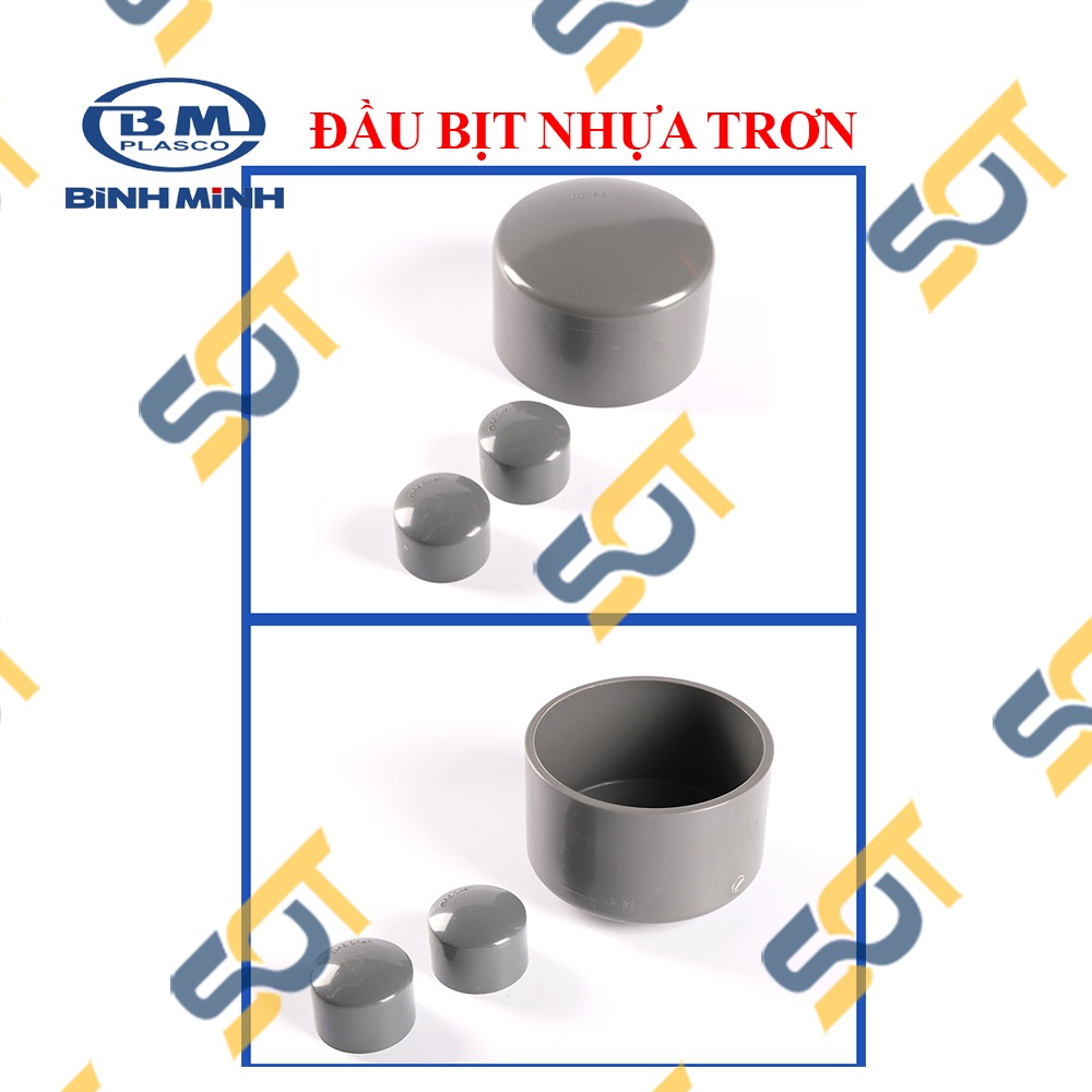 [BÌNH MINH] Bít nhựa trơn ống nước, đầu bịt nhựa PVC BÌNH MINH dán ống phi 21 27 34