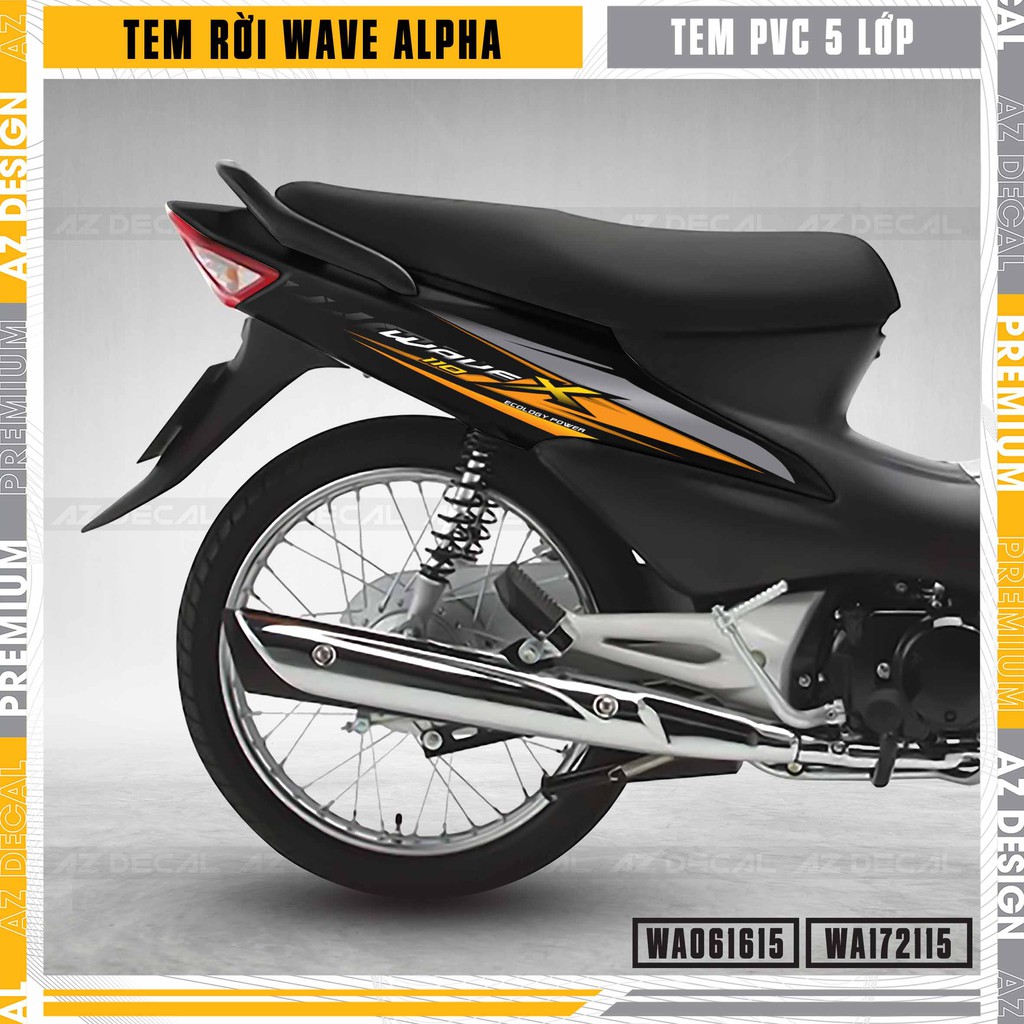 Tem Wave Alpha Chữ X Tặng Sticker Trang Trí | WA15 | Decal Rời Chống Nước, Bền Màu Wave A 2006 - 2021