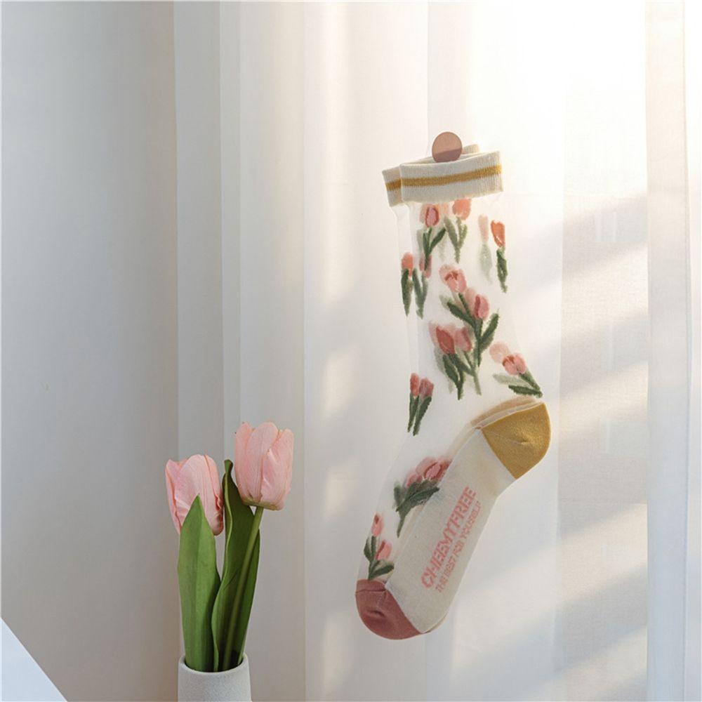 Vớ Lưới Thêu Hoa Siêu Mỏng Thoáng Khí Phong Cách Hàn Quốc Cho Nữ