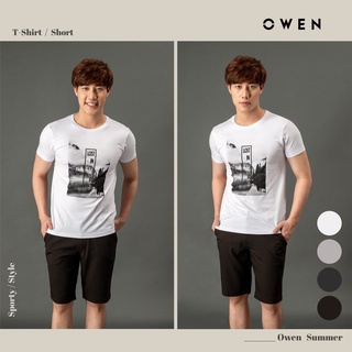 OWEN - Áo thun ngắn tay Owen màu trắng in họa tiết 95% COTTON MODAL THOÁNG MÁT