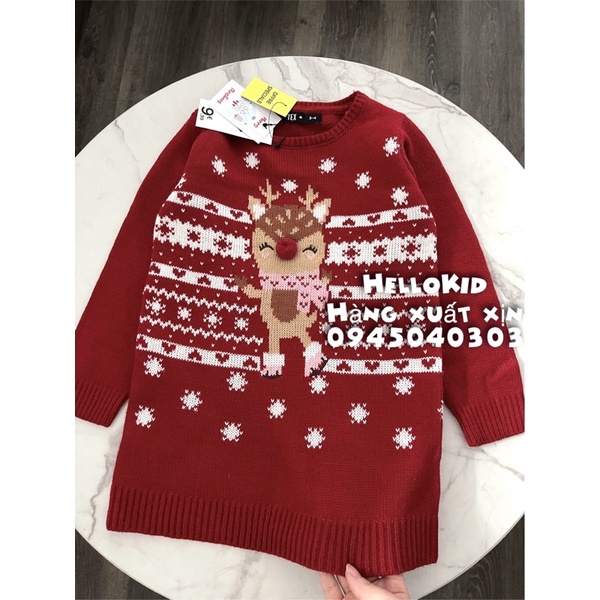 V15 - Váy len đỏ tuần lộc bông tuyết