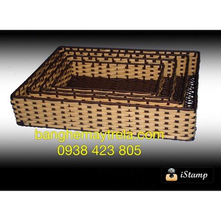 Khay chữ nhật nhựa giả mây