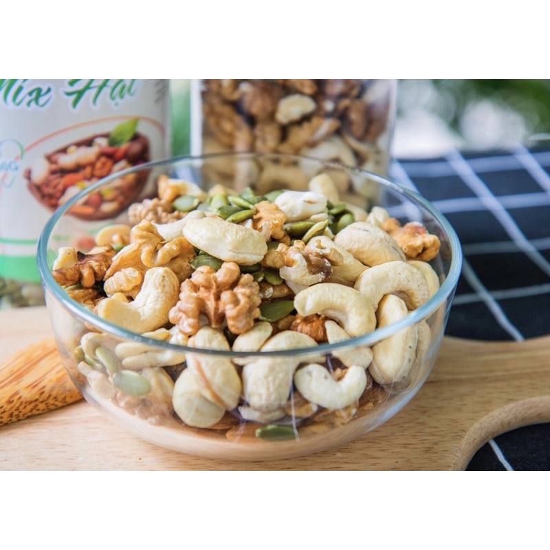 Hũ 500Gr Mix 5 Loại Hạt Dinh Dưỡng Cao Cấp (Macca, Hạnh Nhân, Điều, Bí, Óc Chó) Như Hình