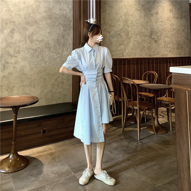 Đầm XIAOZHAINV tay phồng thiết kế lệch tà phong cách Ulzzang Hàn Quốc cho nữ có 3 màu tùy chọn | BigBuy360 - bigbuy360.vn