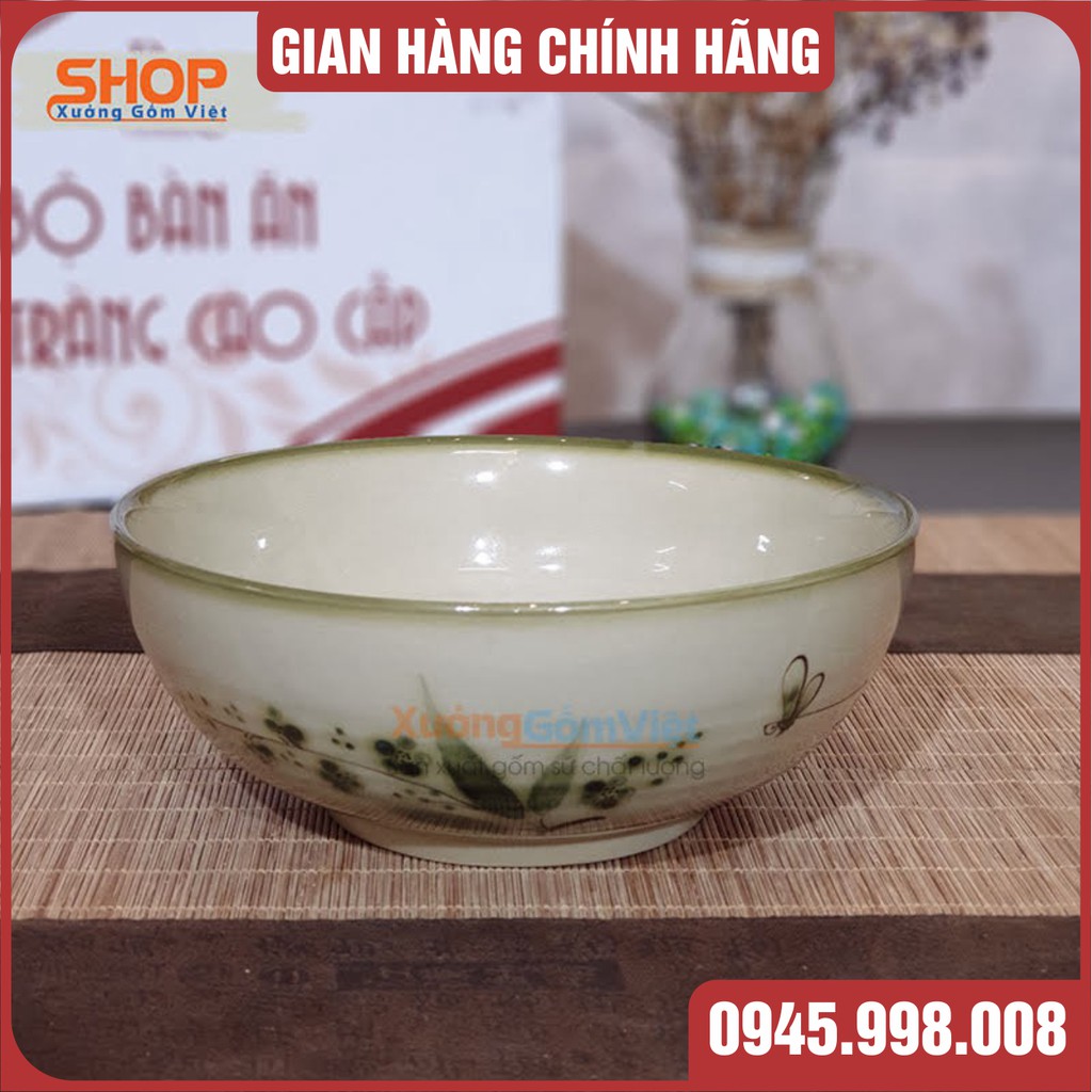 Bộ bát đĩa men sứ xanh vẽ chuồn setup bàn ăn giá rẻ, hàng chính hãng Bát Tràng vừa chất lượng vừa an toàn-XƯỞNG GỐM VIỆT