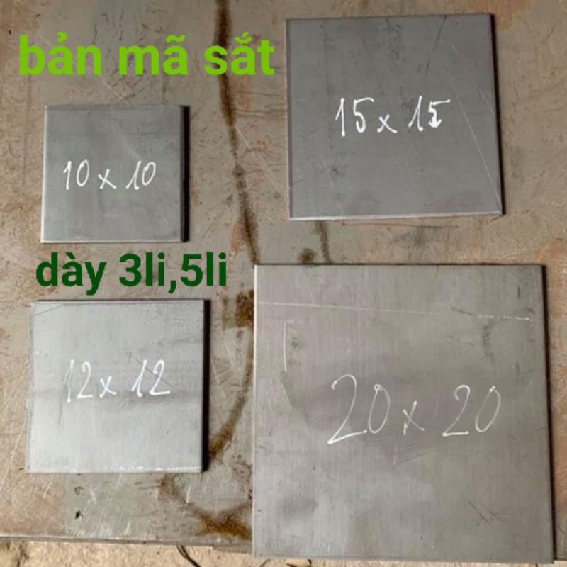 Bảng mã sắt ,tấm sắt vuông ,bản mã sắt  4 lỗ và phẳng  10cm, 12cm, 15cm, 20cm dày 5li,3li  loại tốt dày