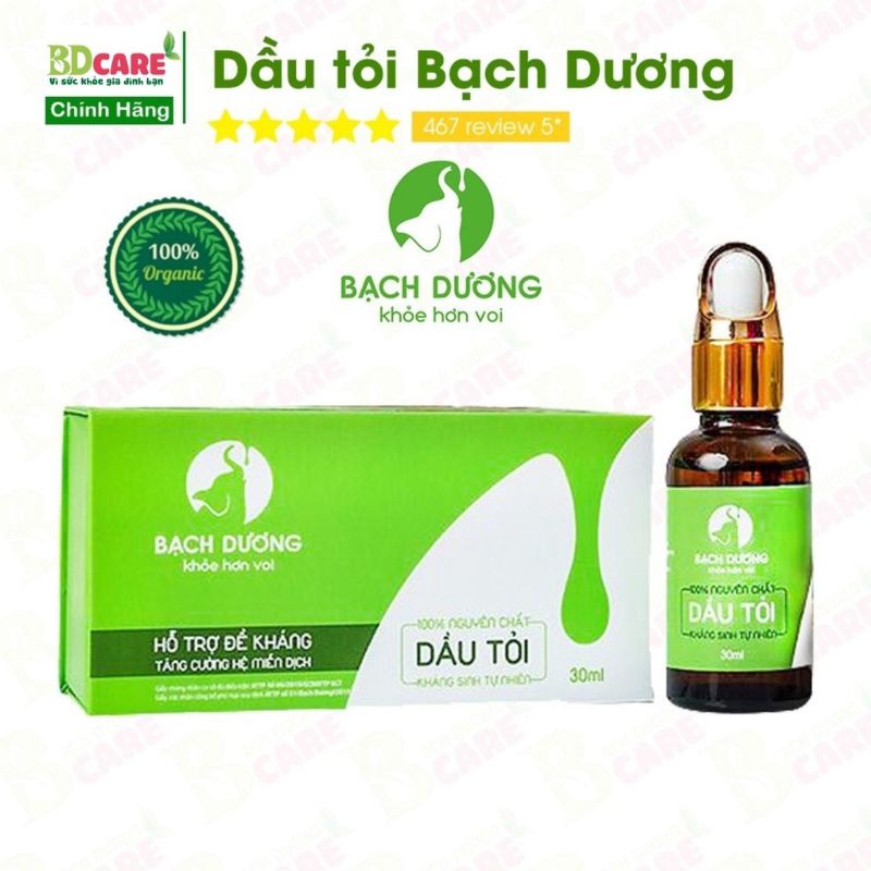Dầu Tỏi Bạch Dương - Kháng Sinh Tự Nhiên - 30ml tăng đề kháng khỏe đường hô hấp cho trẻ em và người lớn