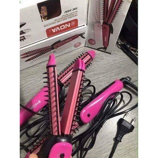 LƯỢC ĐIỆN NOVA 3 IN 1 TẠO KIỂU TÓC ( DẬP XÙ, UỐN XOĂN, LÀ TÓC) dj9Z