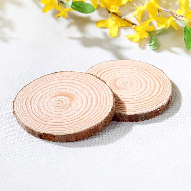 Miếng gỗ tròn tự nhiên,miếng gỗ nhiều size lót ly cốc, decor chụp ảnh