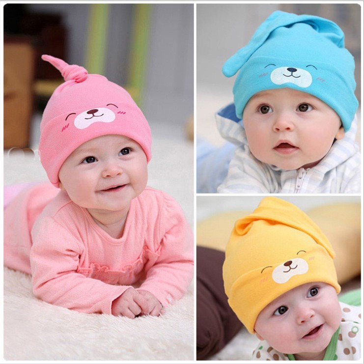 Mũ Cotton 2 Lớp Hình Gấu Cho Bé Ấm Áp Ngộ Ngĩnh