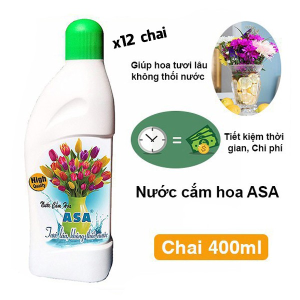 Set 12 chai nước cắm hoa ASA 400ml giúp hoa tươi lâu không bị úng thối nước