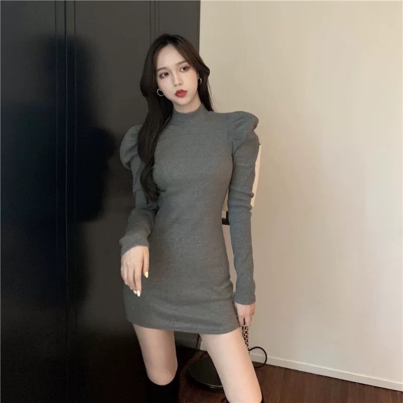 Váy dài tay vai bồng, đầm dài tay