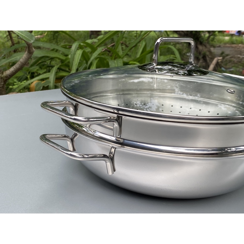 Bộ nồi hấp BEHOME 32cm 3 lớp inox 304 cao cấp chính hãng