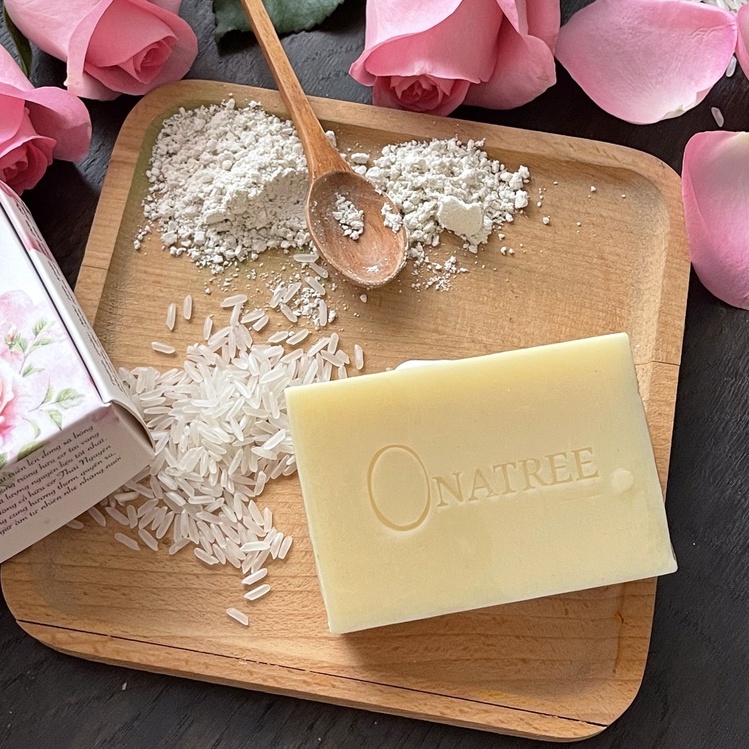 [ Xà Bông Hữu Cơ ONATREE] Xà Bông Thiên Nhiên Cám Gạo - Hoa Hồng Dưỡng Da Mềm Mịn Làm Sáng Da