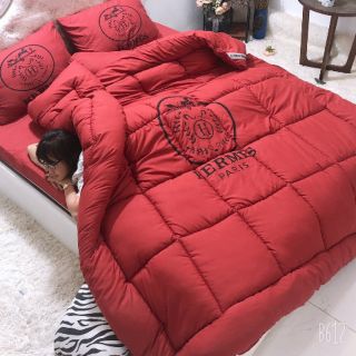 Sét chăn phao chất liệu vải đũi