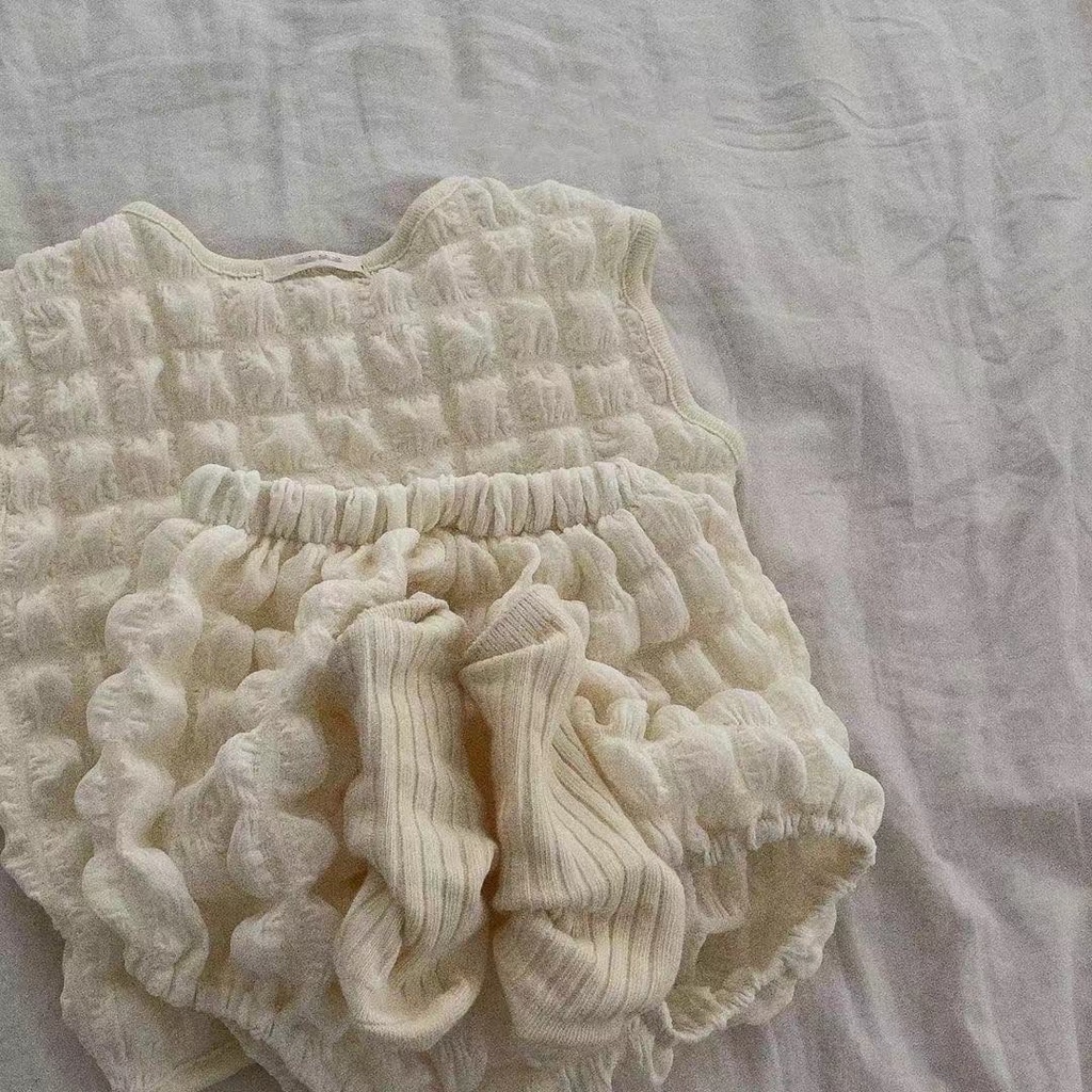 Set Đồ Mùa Hè 2 Món Gồm Áo Sát Nách Và Quần Ngắn Cho Bé Gái 0-2 Tuổi