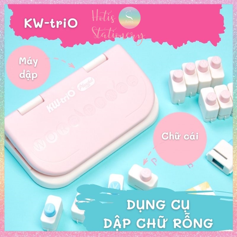 [HOTIS] Dụng cụ dập chữ rỗng KW-triO Word Punch - Gồm 1 máy dập &amp; 26 chữ cái in hoa - DIY làm thiệp, trang trí hộp quà