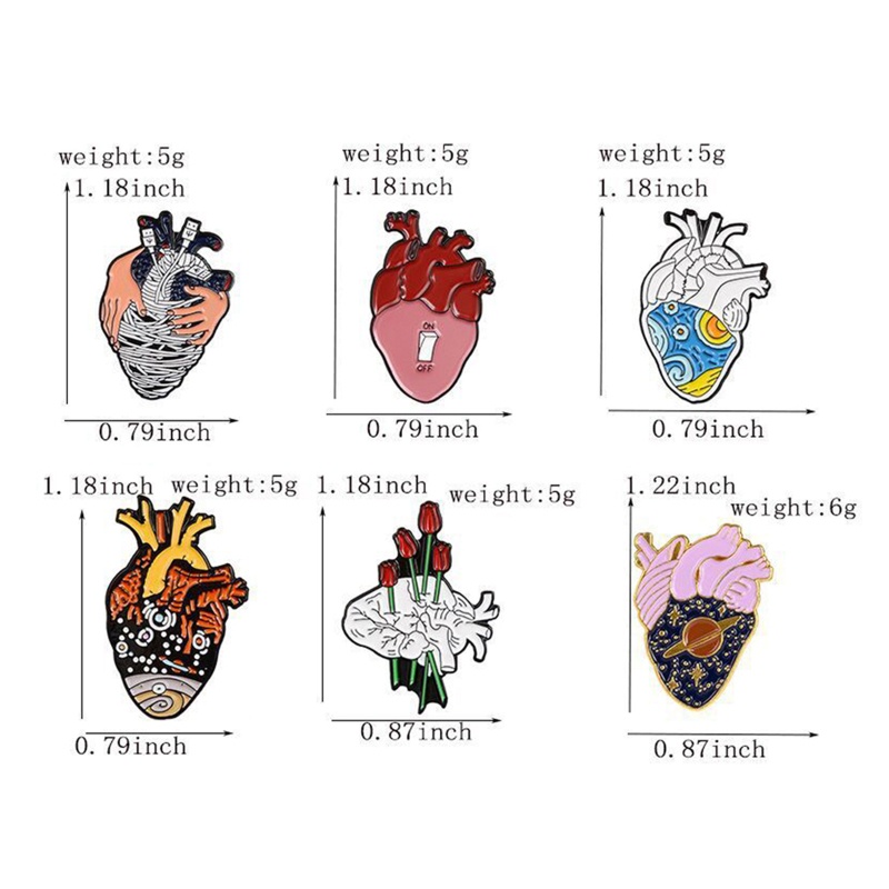 Set 12 Ghim Cài Áo Hình Trái Tim Tráng Men