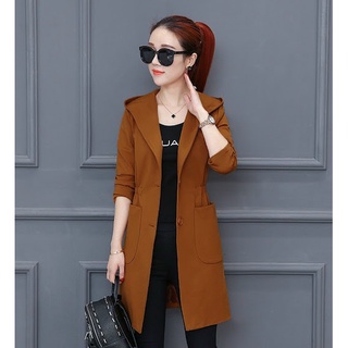 ÁO KHOÁC TAY DÀI CỔ VEST CÓ NÓN