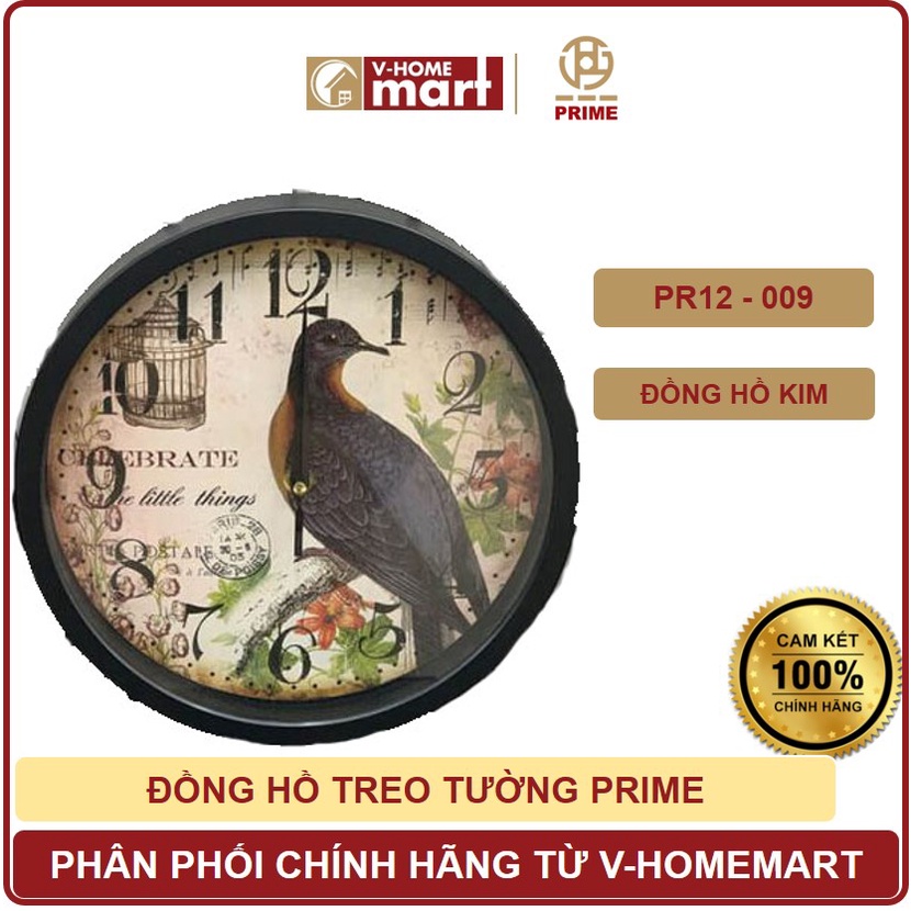 Đồng hồ treo tường Prime mã PR12-009, đồng hồ kim - Phân phối chính hãng bởi Vhomemart