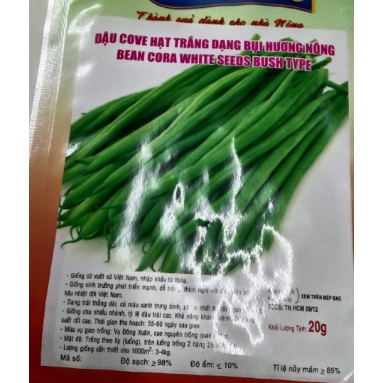 HẠT GIỐNG ĐẬU COVE HẠT TRẮNG DẠNG BỤI - GÓI 20 GRAM