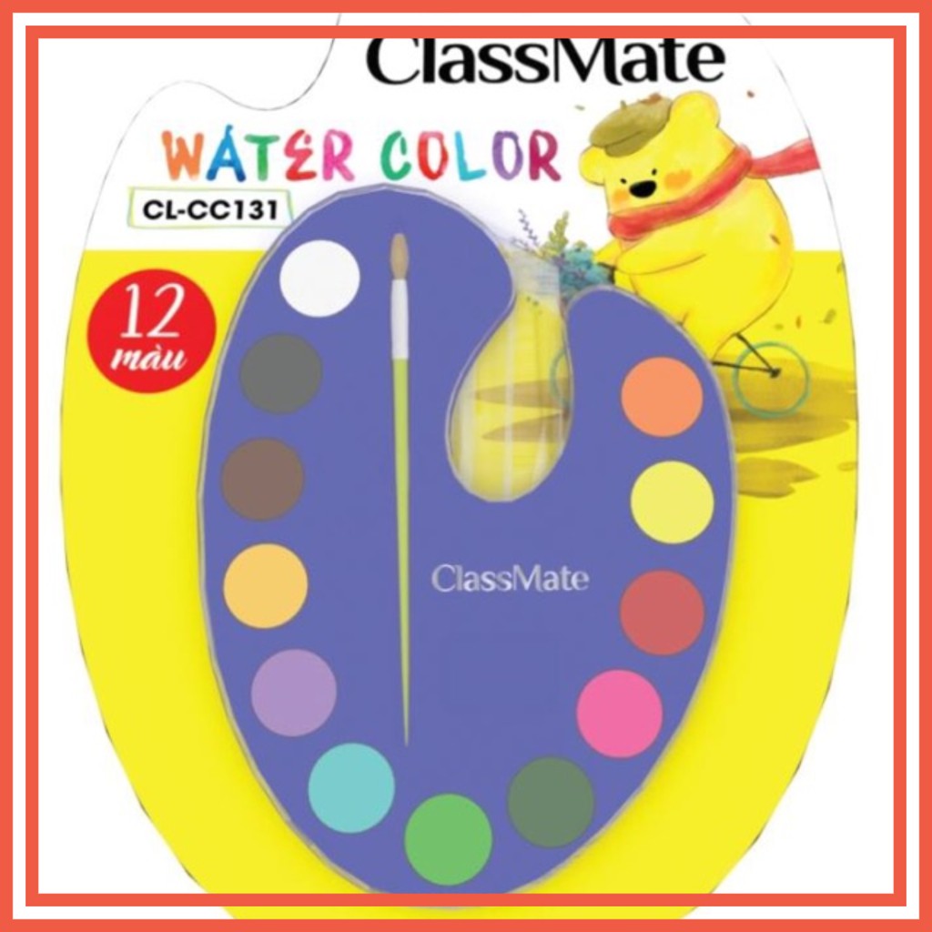 Màu nước dạng nén, dạng bánh bộ 12 màu Classmate CC131/CC101 Màu học vẽ, màu tô tượng, vẽ màu nước