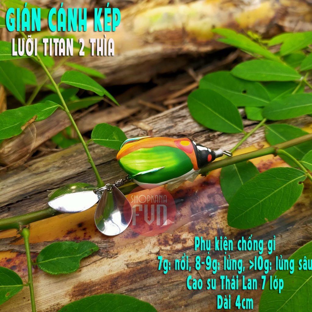 Mồi giả câu lure Gián Cánh Kép, lưỡi Titan 2 thìa độ, Gián Cánh Kép